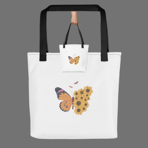 Designer Tote Bag with three color Handles Design and Art By HadiArt