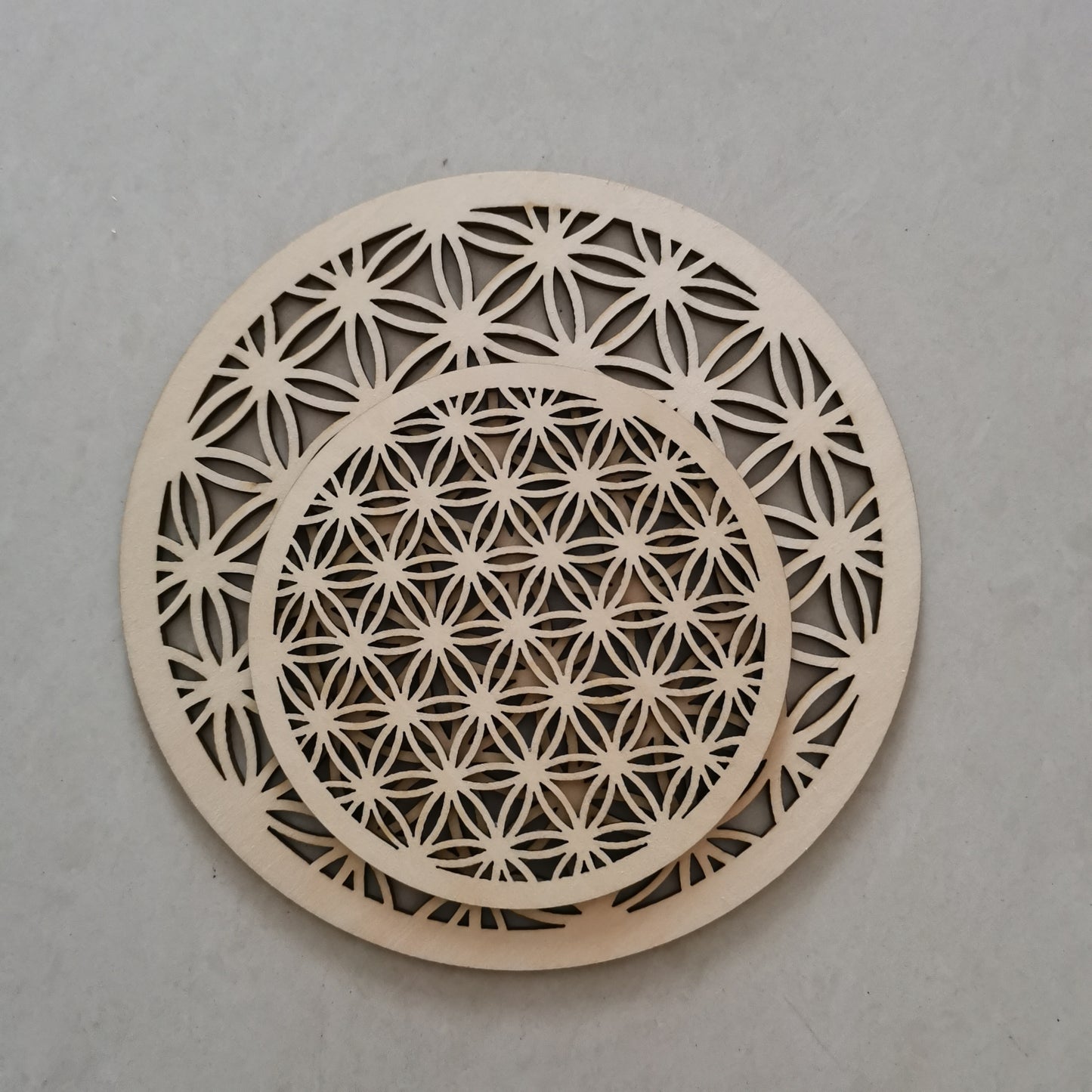 10 pezzi di sottobicchieri in legno tagliati a forma di fiore della vita, sottobicchieri in legno